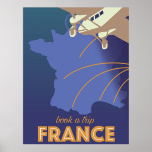 France vintage style travel poster