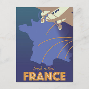 France vintage style travel poster postcard