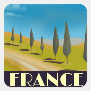 France vintage style travel poster square sticker