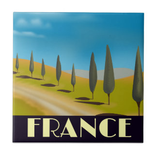 France vintage style travel poster tile