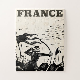 France vintage travel poster. classic medieval car jigsaw puzzle