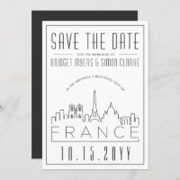 France Wedding | Stylised Skyline Save the Date