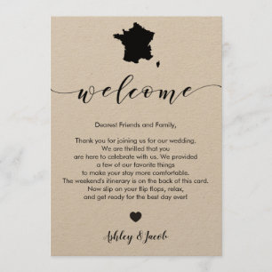 France Wedding Welcome Letter & Itinerary Programme