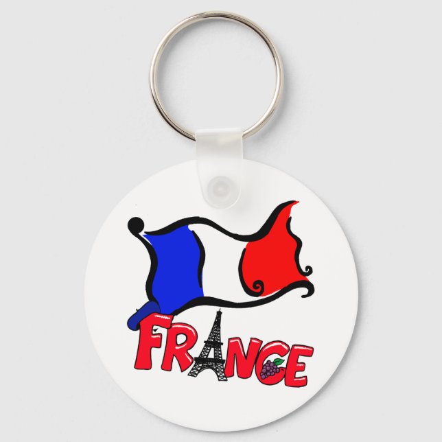 France with Flag Products Key Ring (Front)
