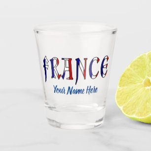 France with French Flag Colours Personalised Shot Glass