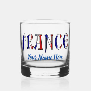 France with French Flag Colours Personalised Whiskey Glass