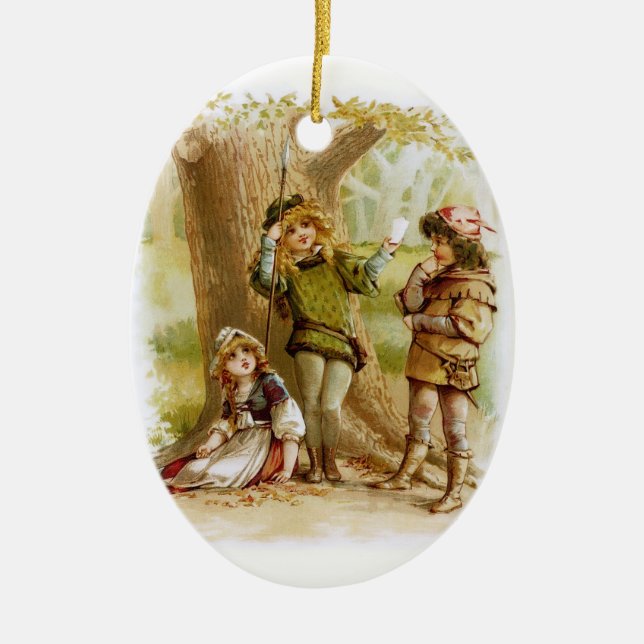 Frances Brundage: Celia, Rosalind, and Orlando Ceramic Tree Decoration (Front)