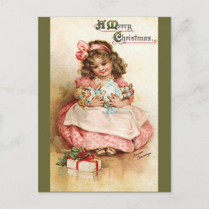 Frances Brundage - Girl with Doll Holiday Postcard