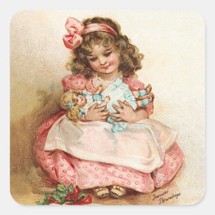 Frances Brundage - Girl with Doll Square Sticker