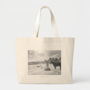 Frances Phelps Belden fly fishing in the river Large Tote Bag