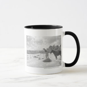 Frances Phelps Belden fly fishing in the river Mug