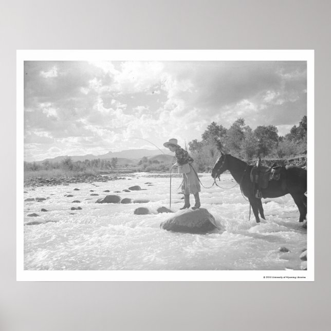 Frances Phelps Belden fly fishing in the river Poster (Front)