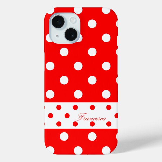 Francesca - Cute Polka Dots - Red iPhone Cover (Back)