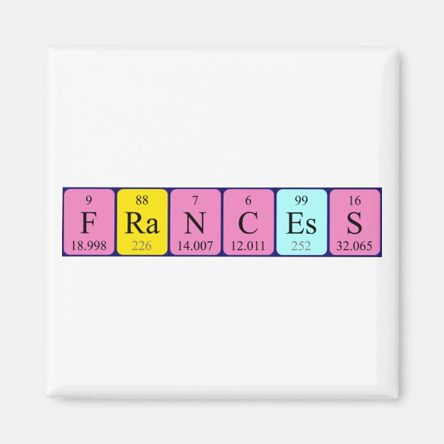 Francess periodic table name magnet (Front)
