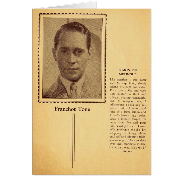 Franchot Tone Lemon Merigue Pie Recipe (Front)