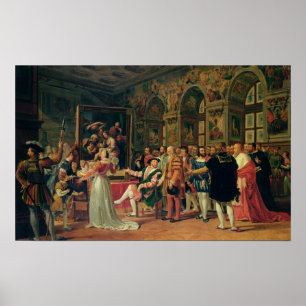 Francis I Receiving a painting of the Holy Poster