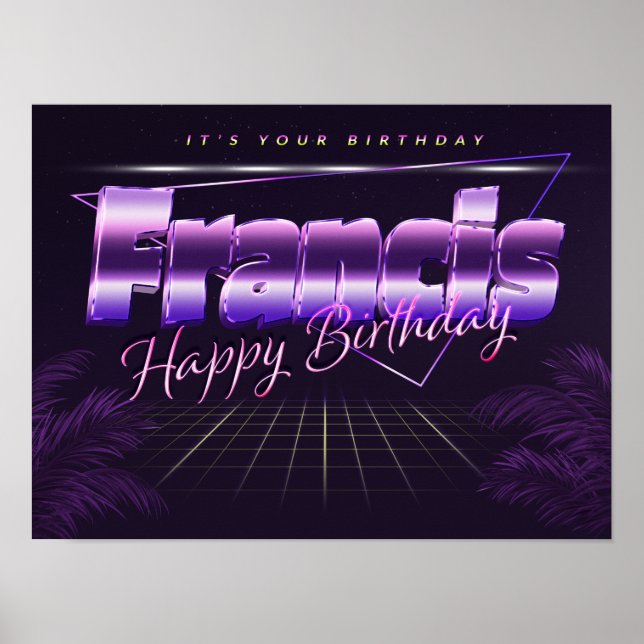 Francis name first name lila retro poster birthday (Front)