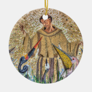 Francis Of Assisi Mosaic Ceramic Tree Decoration