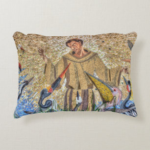 Francis Of Assisi Mosaic Decorative Cushion
