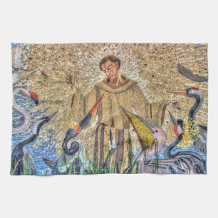 Francis Of Assisi Mosaic Tea Towel
