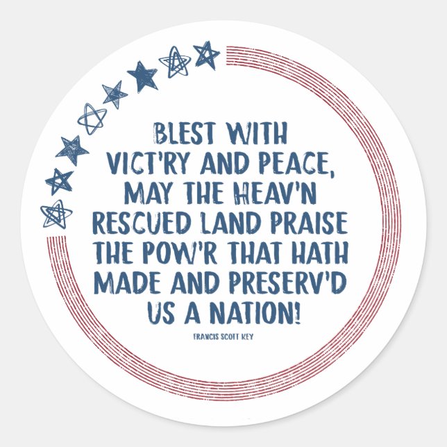 Francis Scott Key - Praising God for Freedom Classic Round Sticker (Front)