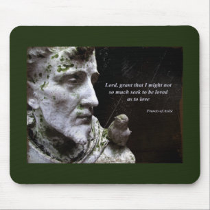 Francis with Bird Statue Mouse Mat