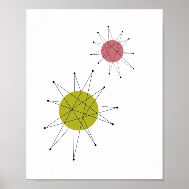 Franciscan Starburst Avocado Green Pink Midcentury Poster (Front)