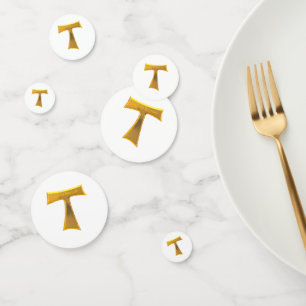 Franciscan Tau Cross Pax Et Bonum Gold Metallic Confetti