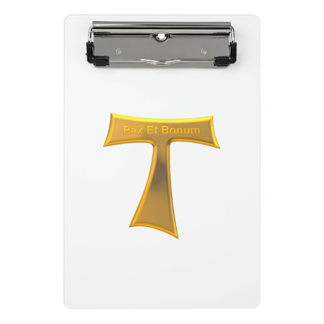 Franciscan Tau Cross Pax Et Bonum Gold Metallic Mini Clipboard (Front)