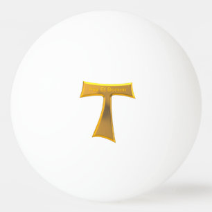 Franciscan Tau Cross Pax Et Bonum Gold Metallic Ping Pong Ball
