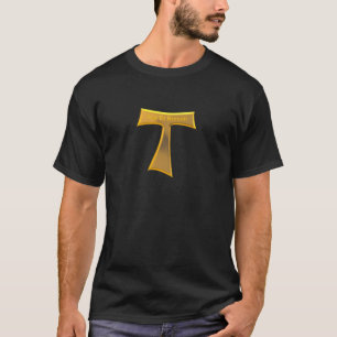 Franciscan Tau Cross Pax Et Bonum Gold Metallic T-Shirt