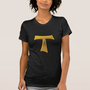 Franciscan Tau Cross Pax Et Bonum Gold Metallic T-Shirt
