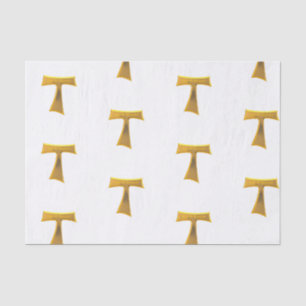 Franciscan Tau Cross Pax Et Bonum Gold Metallic Tissue Paper