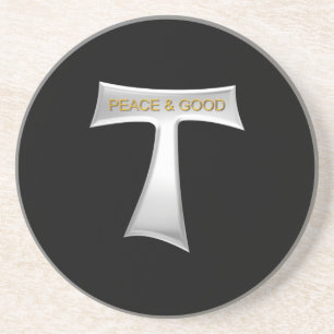 Franciscan Tau Cross Peace and Good Silver & Gold Coaster