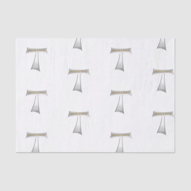 Franciscan Tau Cross Peace and Good Silver & Gold Tissue Paper (Front)