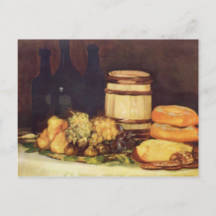 Francisco Goya- Still life fruit, bottles, breads Postcard