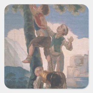 Francisco Jose de Goya y Lucientes Boys Climbing Square Sticker