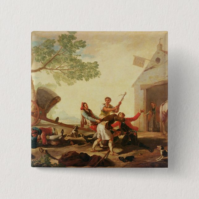 Francisco Jose de Goya y Lucientes | The Fight at  15 Cm Square Badge (Front)