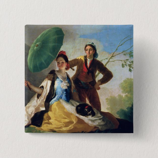 Francisco Jose de Goya y Lucientes | The Parasol,  15 Cm Square Badge (Front)