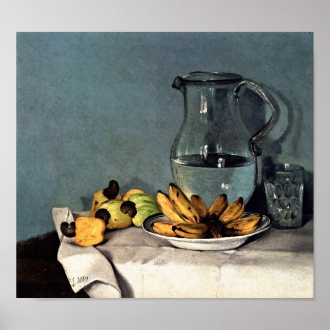 Francisco Oller Still Life Bananas, Pitcher Poster (Front)