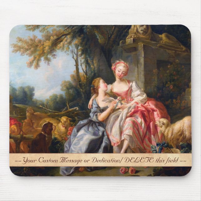 Francois Boucher The Billet Dou rococo ladies art Mouse Mat (Front)