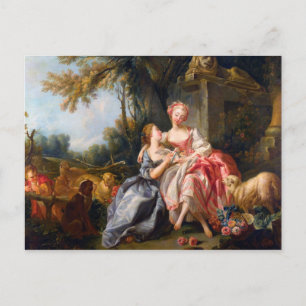 Francois Boucher The Billet Dou rococo ladies art Postcard