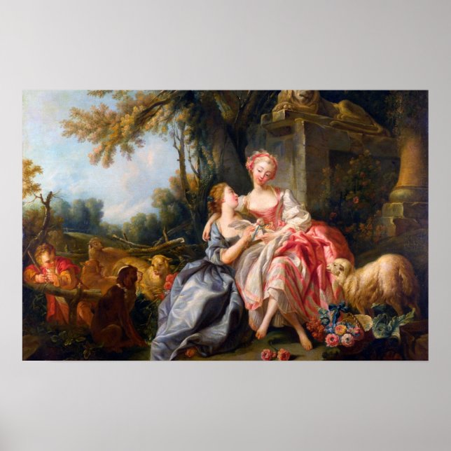 Francois Boucher The Billet Dou rococo ladies art Poster (Front)