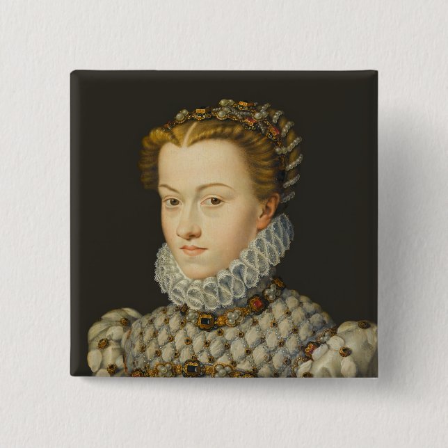 Francois Clouet - Elisabeth of Austria 15 Cm Square Badge (Front)