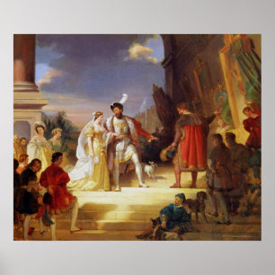 Francois I  with Leonardo da Vinci Poster