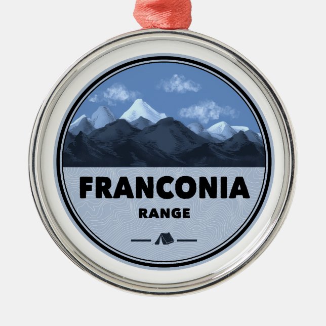 Franconia Range New Hampshire Camping Metal Tree Decoration (Front)