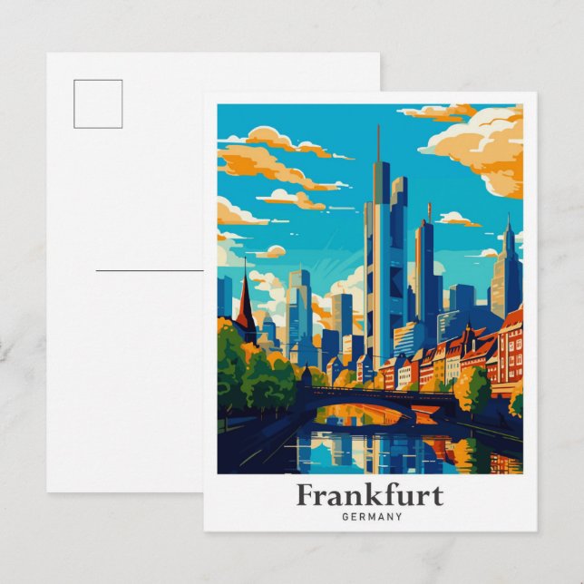 Franfurt Germany Art Vintage Travel Illustration Postcard (Front/Back)