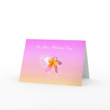 Frangipani Beach / Island Wedding Greeting Card