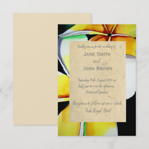 Frangipani beach wedding watercolour art tropical invitation