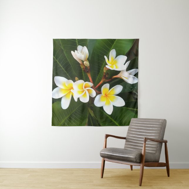 Frangipani Blossom Cluster Artistic Style Tapestry (In Situ)